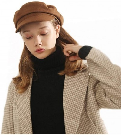 Newsboy Caps Womens Newsboy Hat Beret Cap Visor Hats for Ladies Wool Newsboy Beret Cap Sailor Cap - Camel - CE18YIH09YA $19.63