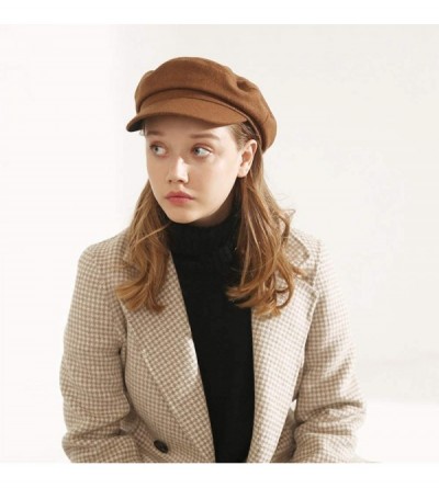 Newsboy Caps Womens Newsboy Hat Beret Cap Visor Hats for Ladies Wool Newsboy Beret Cap Sailor Cap - Camel - CE18YIH09YA $19.63