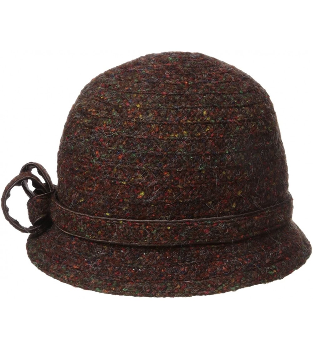 Bucket Hats Women's Ella Braid Mini Brim Cap - Chocolate Multi - CI119BSF3BP $35.12