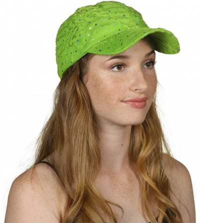 Baseball Caps Womens Sequin Trim Baseball Cap - Lime Green - CC11THI95YZ $9.18