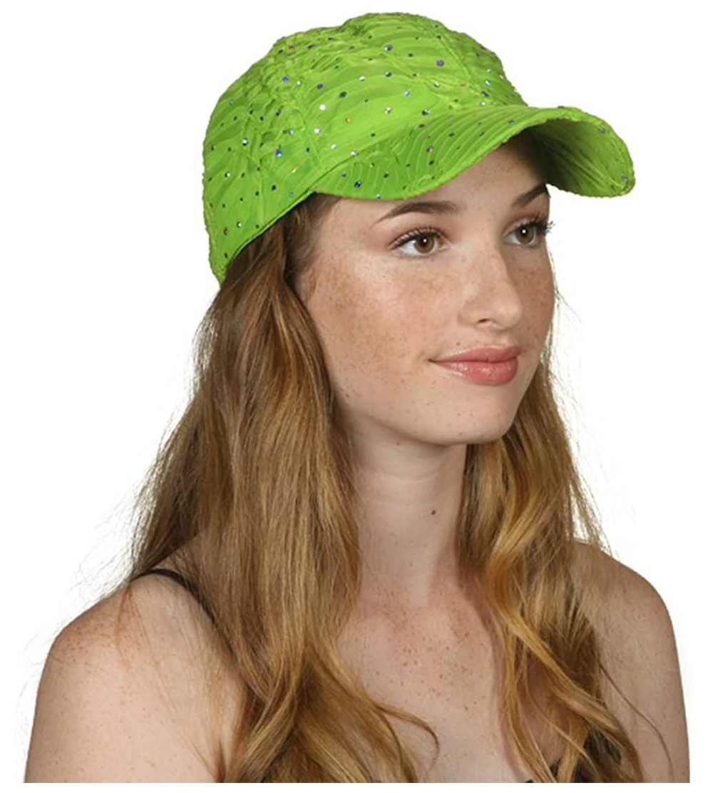 Baseball Caps Womens Sequin Trim Baseball Cap - Lime Green - CC11THI95YZ $9.18