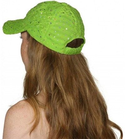 Baseball Caps Womens Sequin Trim Baseball Cap - Lime Green - CC11THI95YZ $9.18