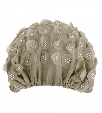Skullies & Beanies Elastic Slouchy Rhinestone Headwear Headbands - Khaki- Flower & Rhinestone - CL18SSUO0HK $7.79