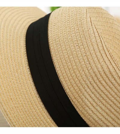 Fedoras Women Wide Brim Straw Sun Hat Roll up Hat Beach Sun Hats - Beige - CZ184SGA0R3 $12.77