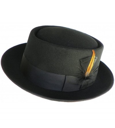 Fedoras Wool Felt Porkpie Hat Bad Walter White Style Heisenberg Fedora - Black - CR12MZE7H0C $55.92