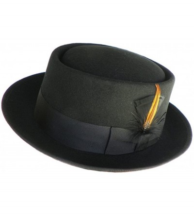 Fedoras Wool Felt Porkpie Hat Bad Walter White Style Heisenberg Fedora - Black - CR12MZE7H0C $25.47