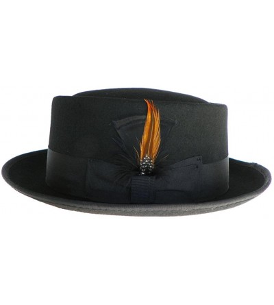 Fedoras Wool Felt Porkpie Hat Bad Walter White Style Heisenberg Fedora - Black - CR12MZE7H0C $25.47