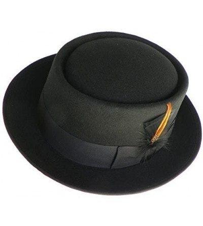 Fedoras Wool Felt Porkpie Hat Bad Walter White Style Heisenberg Fedora - Black - CR12MZE7H0C $25.47
