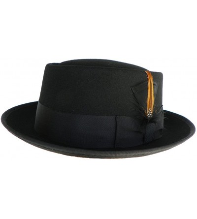 Fedoras Wool Felt Porkpie Hat Bad Walter White Style Heisenberg Fedora - Black - CR12MZE7H0C $25.47