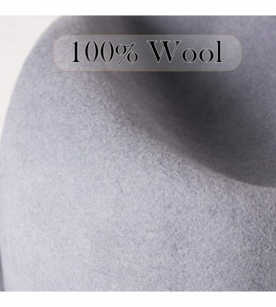 Fedoras 100% Wool Wide Brim Fedora Panama Hat with Belt Buckle Fedora Hats for Men Women - Grey - C718UN0X3W6 $57.52