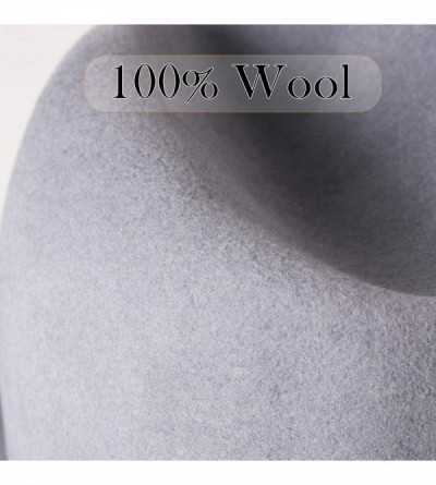 Fedoras 100% Wool Wide Brim Fedora Panama Hat with Belt Buckle Fedora Hats for Men Women - Grey - C718UN0X3W6 $31.02