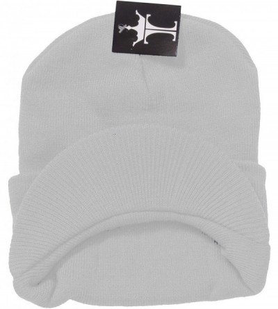 Skullies & Beanies Cuffless Beanie Visor Cap - White - CE111OL6L7R $10.75