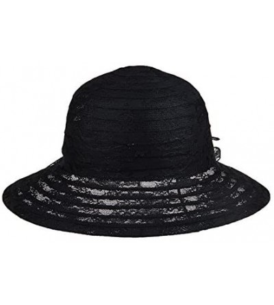 Sun Hats Summer Lace Beach Sun Hat Kentucky Derby Church Dress Bucket Hat - Black - C01850IIH37 $17.57