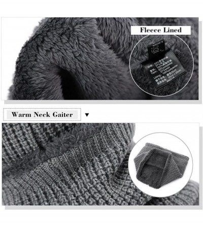 Skullies & Beanies 2 Piece Wool Knit Hat & Scarf Sets Fleece Lined Winter Beanie Neck Warmer - 89221a_navy - CJ186R6UYO3 $15.39