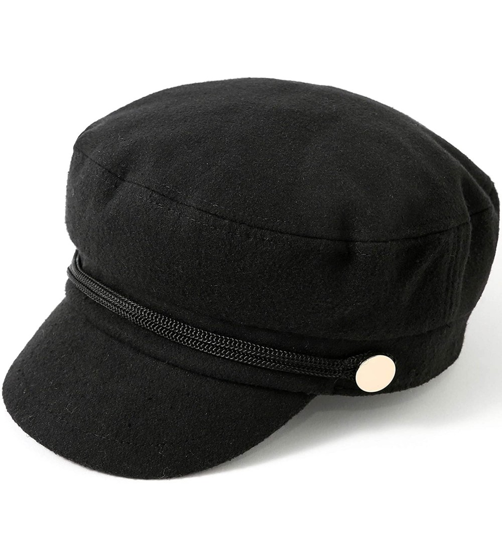 Newsboy Caps Women Fashion Newsboy Cap Bakerboy Cabbie Gatsby Pageboy Visor Beret Hat - Black Hat Gold Button - CA18RGW2CC5 $...