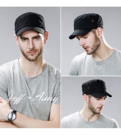 Newsboy Caps Mens Cotton Military Army Hat Cadet Baseball Cap for Women 56-64cm - 68033black - CX18O8A40OH $15.95