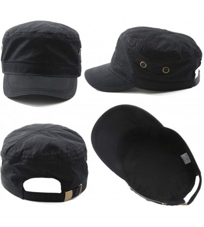 Newsboy Caps Mens Cotton Military Army Hat Cadet Baseball Cap for Women 56-64cm - 68033black - CX18O8A40OH $15.95