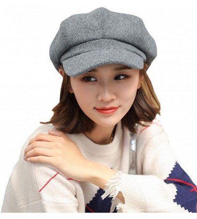 Newsboy Caps Woman Solid Color Beret Hat Cap Newsboy Casual Young Painter for Ladies Autumn Winter - Grey - CQ18LHAUI53 $24.95