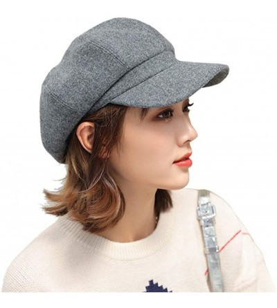 Newsboy Caps Woman Solid Color Beret Hat Cap Newsboy Casual Young Painter for Ladies Autumn Winter - Grey - CQ18LHAUI53 $12.01