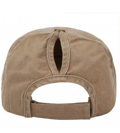 Baseball Caps Ponytail Baseball Cap Retro Washed Cotton Visor Dad Hat Adjustable Trucker Ponycaps - 2-khaki - CI18UE3T75U $12.36