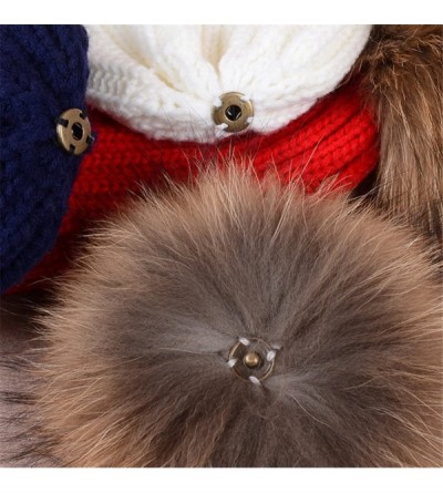 Skullies & Beanies Womens Girls Winter Knit Slouchy Beanie Hat Warm Skull Ski Cap Faux Fur Pom Pom Hats for Women - CK19395NH...