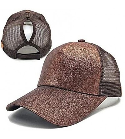 Baseball Caps Ponytail Cap Messy Trucker Adjustable Visor Baseball Cap Hat Unisex - Glitter Coffee - CG18EYIG6YE $32.23