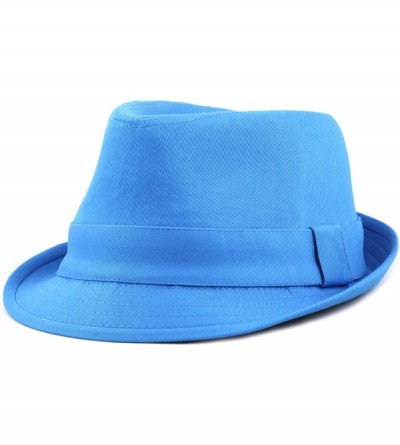 Fedoras 100% Cotton Paisley Lining Premium Quality Fedora Hat - Turquoise - CD12CQSRNCN $27.81