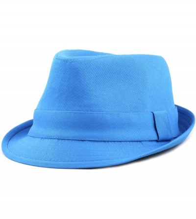 Fedoras 100% Cotton Paisley Lining Premium Quality Fedora Hat - Turquoise - CD12CQSRNCN $14.85