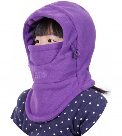 Skullies & Beanies Children's Winter Windproof Cap Thick Warm Face Cover Adjustable Ski Hat - Purple - CE186QKOKQ0 $7.82