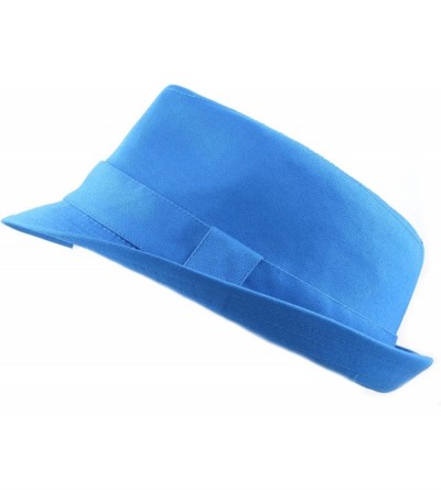 Fedoras 100% Cotton Paisley Lining Premium Quality Fedora Hat - Turquoise - CD12CQSRNCN $14.85