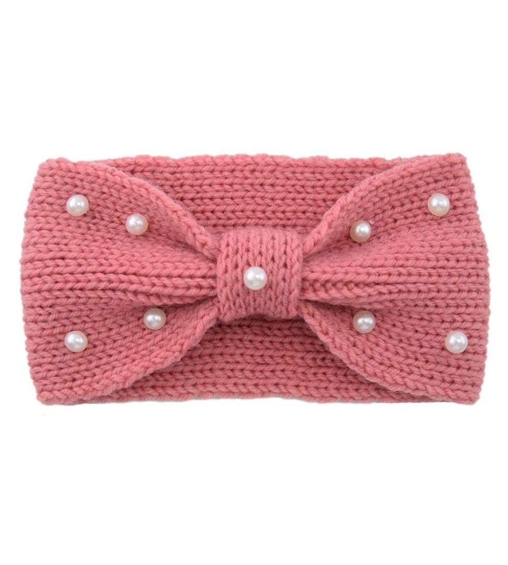Cold Weather Headbands Knitted Headband Accessories Knitting Hairband - Pink - C218AH39GUO $9.45