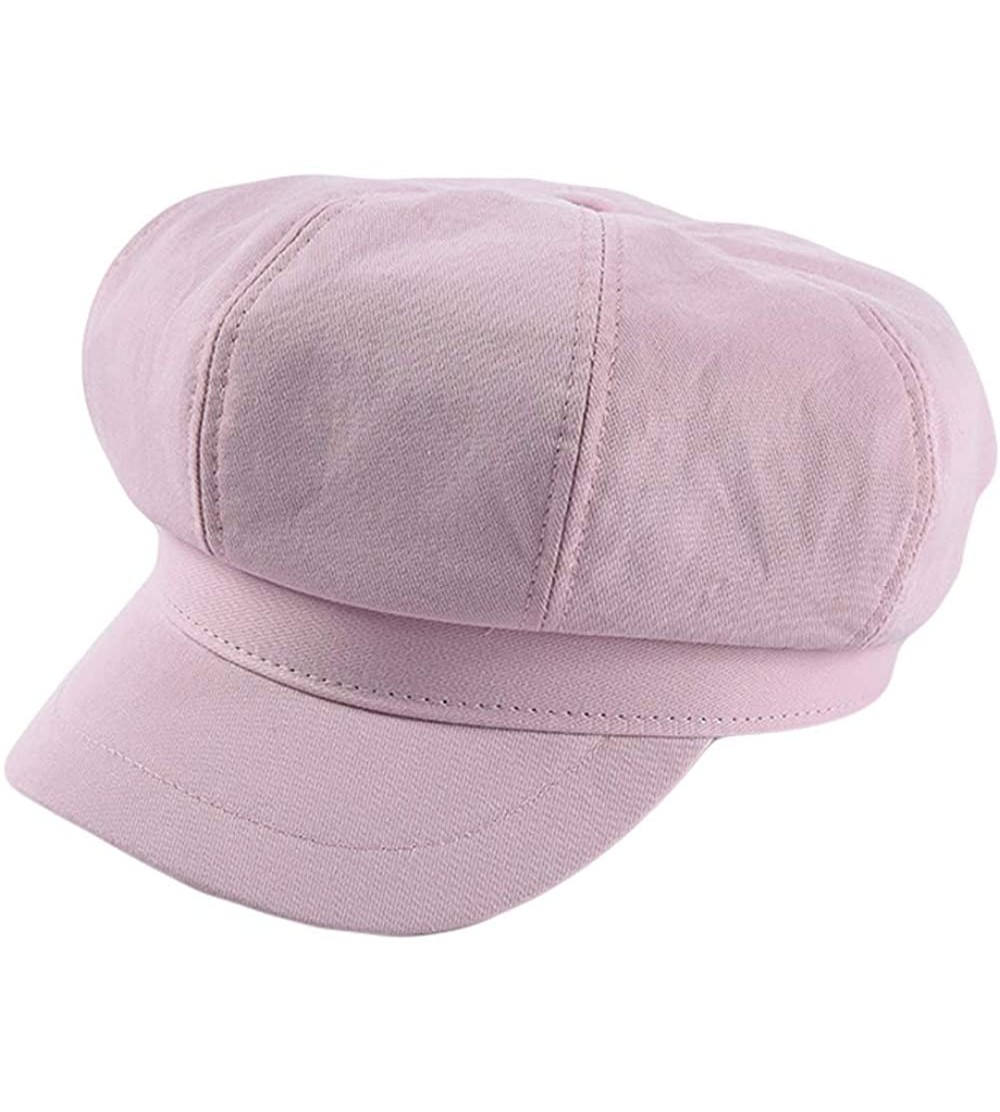 Newsboy Caps Women's Vintage Cotton Newsboy Cabbie Hat Cap - Pink - CM18RLAQTDL $12.56