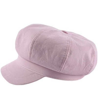 Newsboy Caps Women's Vintage Cotton Newsboy Cabbie Hat Cap - Pink - CM18RLAQTDL $12.56