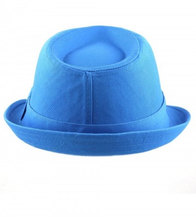 Fedoras 100% Cotton Paisley Lining Premium Quality Fedora Hat - Turquoise - CD12CQSRNCN $25.28