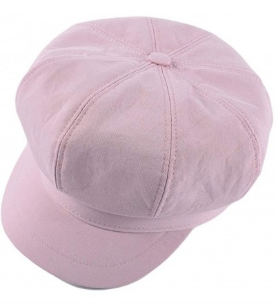 Newsboy Caps Women's Vintage Cotton Newsboy Cabbie Hat Cap - Pink - CM18RLAQTDL $12.56