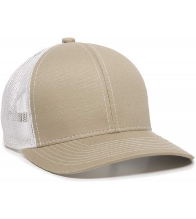 Baseball Caps Structured mesh Back Trucker Cap - Tan/White - C1182OTG5OI $15.10