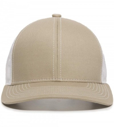 Baseball Caps Structured mesh Back Trucker Cap - Tan/White - C1182OTG5OI $15.10