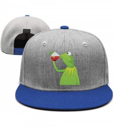 Baseball Caps Kermit The Frog"Sipping Tea" Adjustable Red Strapback Cap - Afunny-green-frog-sipping-tea-23 - C118ICTMTDI $30.27