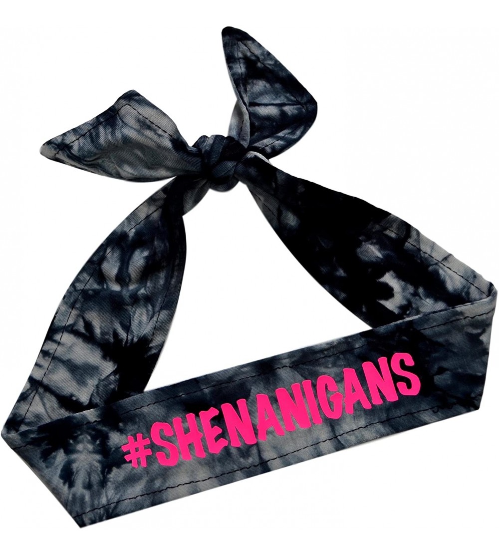 Headbands Tie Back Sport Headband with Your Custom Team Name or Text in Vinyl - Black Tie Dye - CG187HTLCSX $13.04