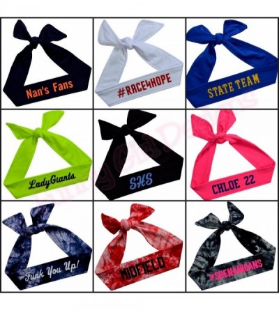 Headbands Tie Back Sport Headband with Your Custom Team Name or Text in Vinyl - Black Tie Dye - CG187HTLCSX $13.04