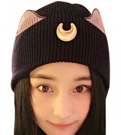 Skullies & Beanies Women's Winter Wool Cap Hip hop Knitting Skull hat - Beautiful Girl Black - CS12OCD3DCS $10.02