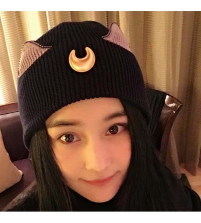 Skullies & Beanies Women's Winter Wool Cap Hip hop Knitting Skull hat - Beautiful Girl Black - CS12OCD3DCS $10.02