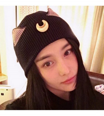 Skullies & Beanies Women's Winter Wool Cap Hip hop Knitting Skull hat - Beautiful Girl Black - CS12OCD3DCS $10.02