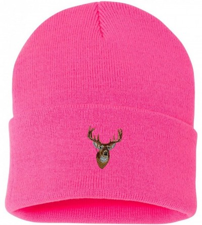Skullies & Beanies Whitetail Deer Head Custom Personalized Embroidery Embroidered Beanie - Hot Pink - CF12N4SOICX $29.84