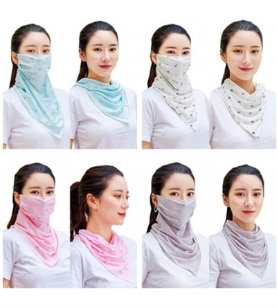 Balaclavas Women Headband Fashion Scarf Bandana Dust Face Protection Silk Facial Gowns - 4 Assorted - CW198H353A5 $38.48