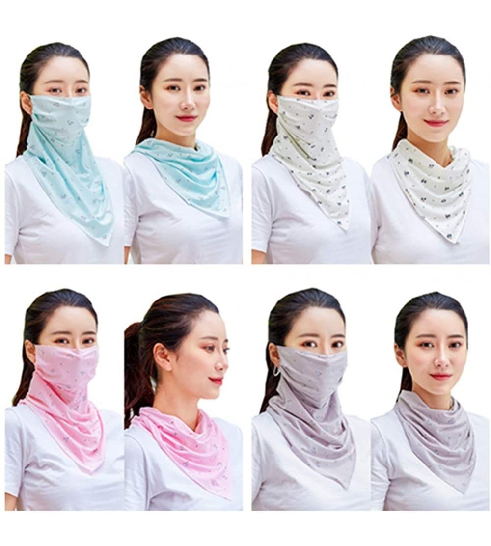 Balaclavas Women Headband Fashion Scarf Bandana Dust Face Protection Silk Facial Gowns - 4 Assorted - CW198H353A5 $24.25