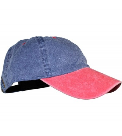 Baseball Caps Oceanside Solid Color Adjustable Baseball Cap - Navy and Red - C918QXZSTEN $10.91
