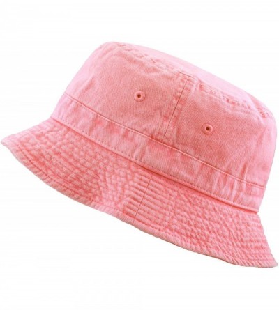 Bucket Hats 100% Cotton Canvas & Pigment Dyed Packable Summer Travel Bucket Hat - 2. Pigment - Light Pink - CY196EDCO9W $11.94