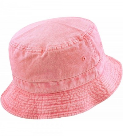 Bucket Hats 100% Cotton Canvas & Pigment Dyed Packable Summer Travel Bucket Hat - 2. Pigment - Light Pink - CY196EDCO9W $11.94