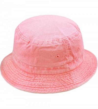 Bucket Hats 100% Cotton Canvas & Pigment Dyed Packable Summer Travel Bucket Hat - 2. Pigment - Light Pink - CY196EDCO9W $11.94